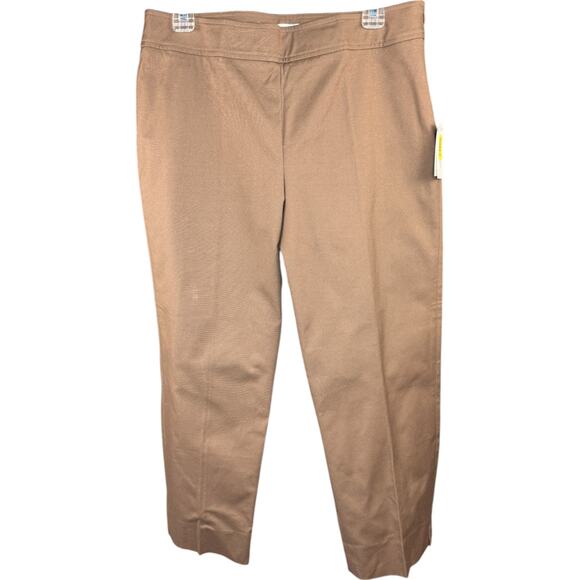Judith Hart Women's 12 Capri Pants Brown Stretch Side Zip Cotton Blend NWT - Picture 1 of 14